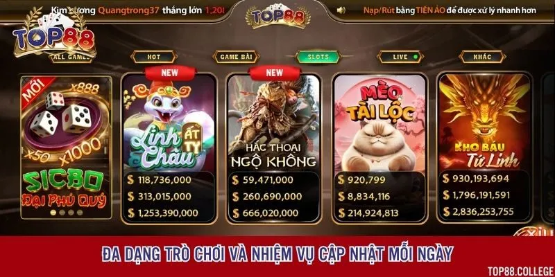 Cập nhật các trò chơi chất lượng cao mỗi ngày